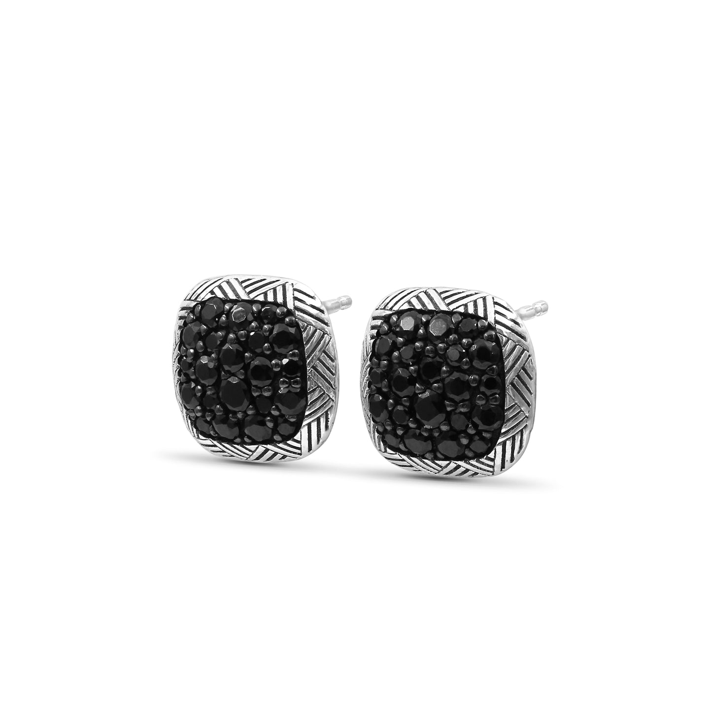 Stephen Dweck Black Onyx Garden of Stephen Square Stud Earrings in Sterling Silver