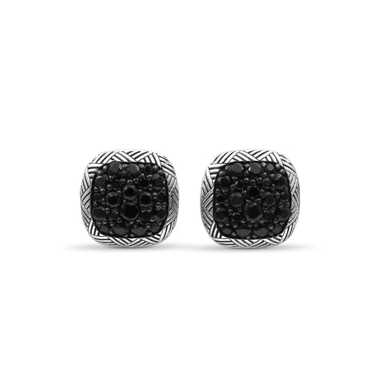 Stephen Dweck Black Onyx Garden of Stephen Square Stud Earrings in Sterling Silver