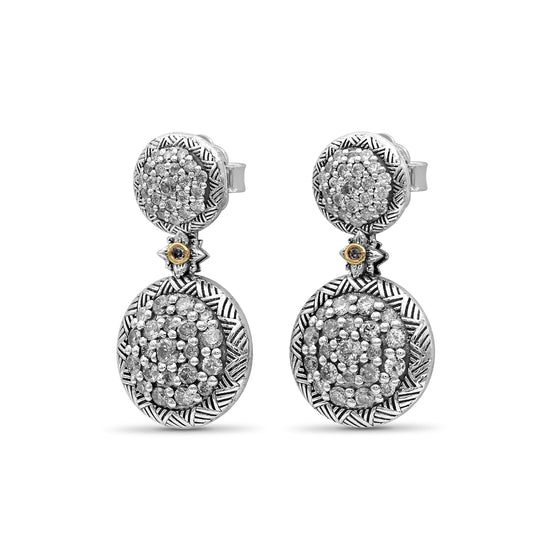 Stephen Dweck Pavé Diamond Garden of Stephen Drop Earrings in Sterling Silver and 18K Yellow Gold