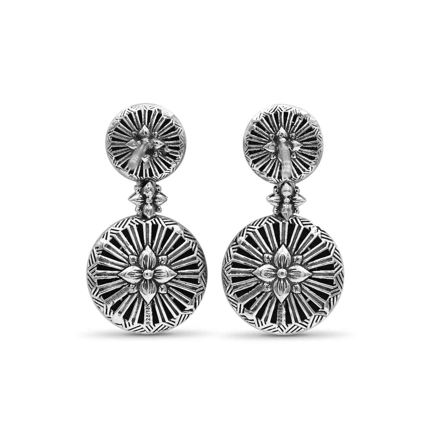 Stephen Dweck Pavé Diamond Garden of Stephen Drop Earrings in Sterling Silver and 18K Yellow Gold