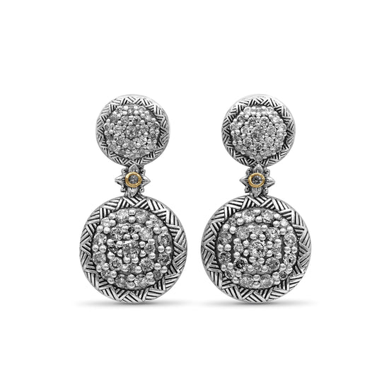 Stephen Dweck Pavé Diamond Garden of Stephen Drop Earrings in Sterling Silver and 18K Yellow Gold