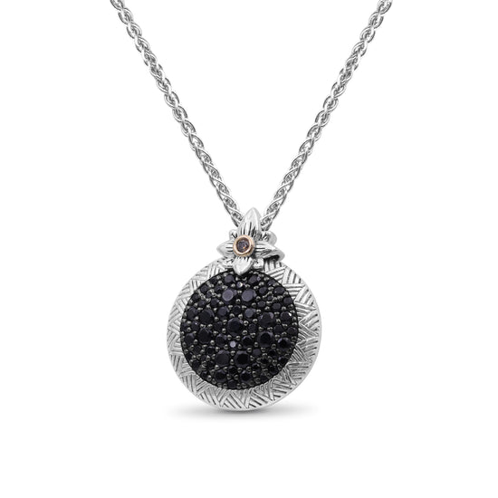 Stephen Dweck Black Onyx Garden of Stephen Pendant with Accent Diamond in Sterling Silver and 18K Yellow Gold