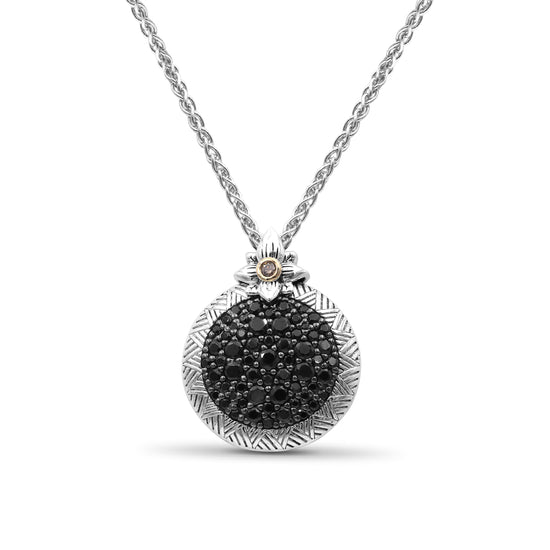 Stephen Dweck Black Onyx Garden of Stephen Pendant with Accent Diamond in Sterling Silver and 18K Yellow Gold