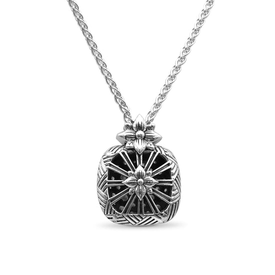 Stephen Dweck Pavé Diamond Garden of Stephen Square Pendant Necklace in Sterling Silver and 18K Yellow Gold