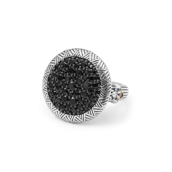 Stephen Dweck Black Onyx and Diamond Garden of Stephen Ring in Sterling Silver and 18K Yellow Gold