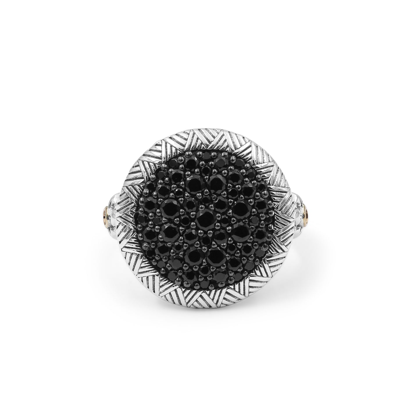 Stephen Dweck Black Onyx and Diamond Garden of Stephen Ring in Sterling Silver and 18K Yellow Gold