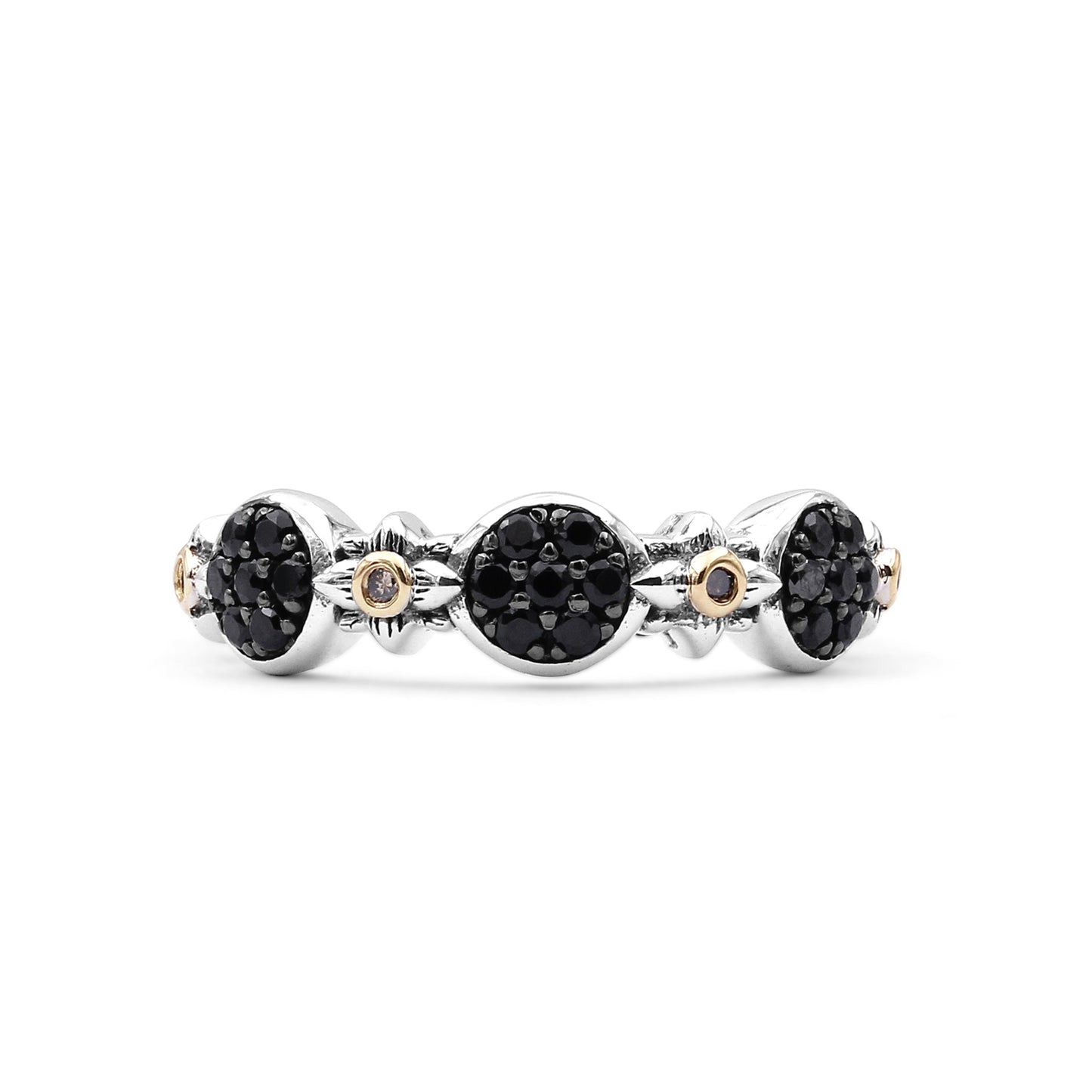 Stephen Dweck Black Onyx Garden of Stephen Ring with Diamond Accents in Sterling Silver and 18K Yellow Gold