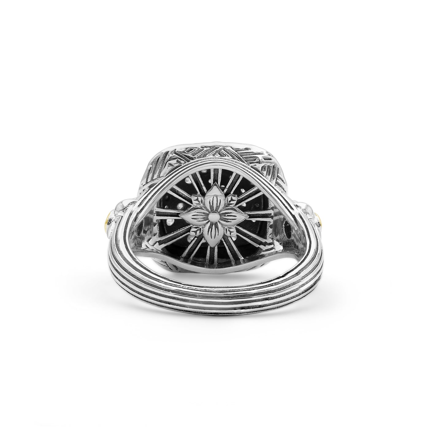 Stephen Dweck Pavé Diamond Garden of Stephen Square Ring in Sterling Silver and 18K Yellow Gold