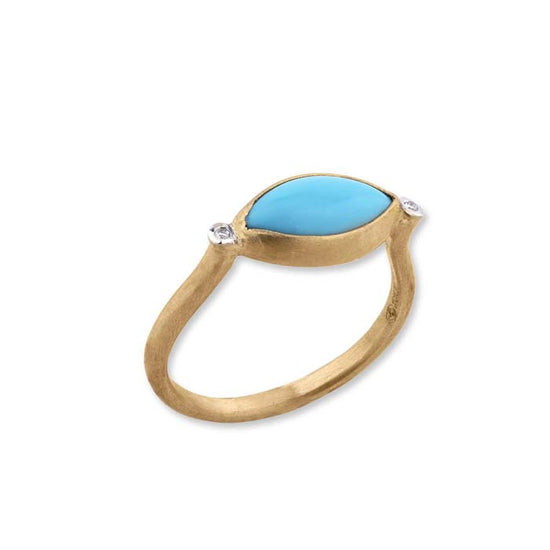 Lika Behar "Sloane Sweet" Sleeping Beauty Turquoise Ring with Diamonds in 22K Yellow and 18K White Gold