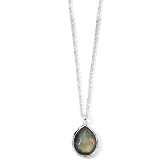 Ippolita 18" Rock Candy Pyrite and Rock Crystal Mini Teardrop Pendant Necklace in Sterling Silver