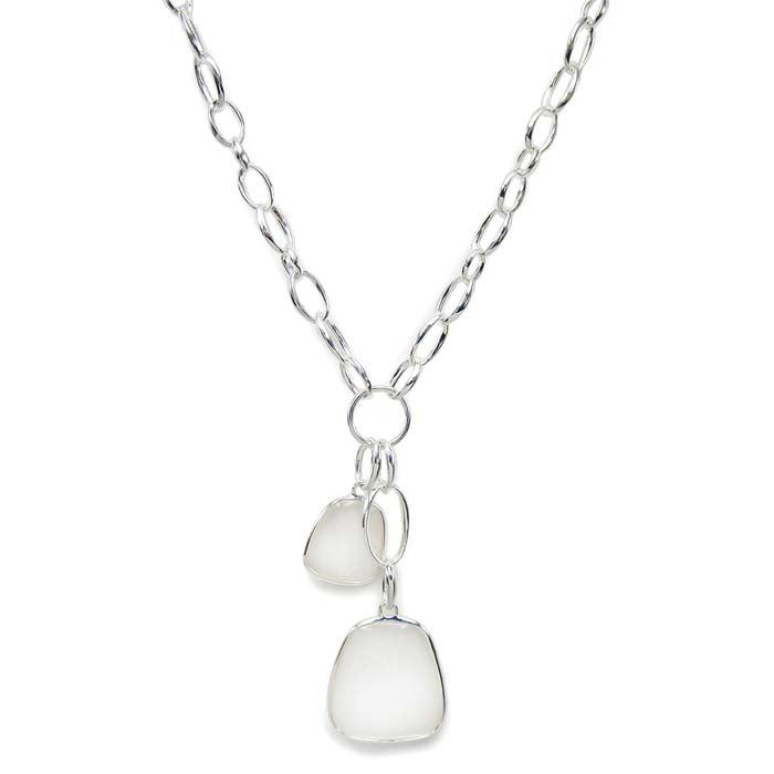 Ippolita 16" Mother of Pearl and Rock Crystal Doublet Keystone "Rock Candy" Pendants on Scultura Chain in Sterling Silver