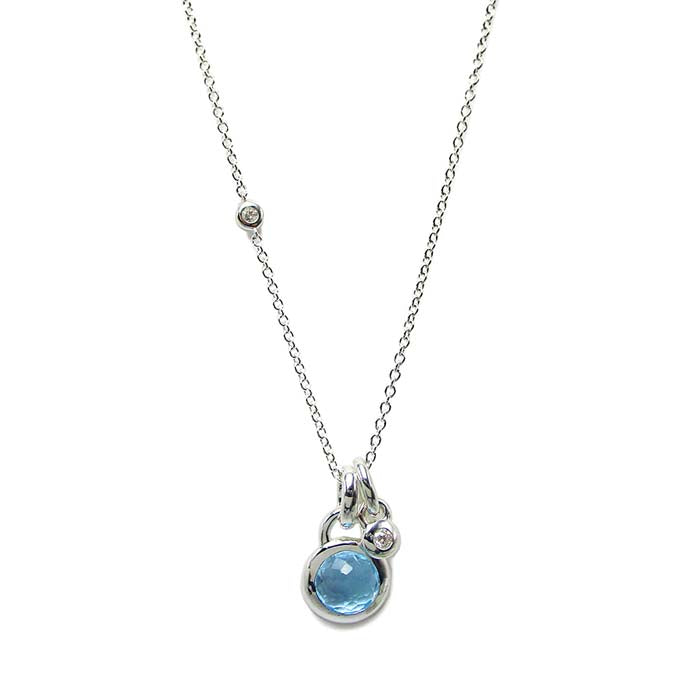 Ippolita 30"Blue Topaz and Diamond "Lollipop" Round Pendant in Sterling Silver