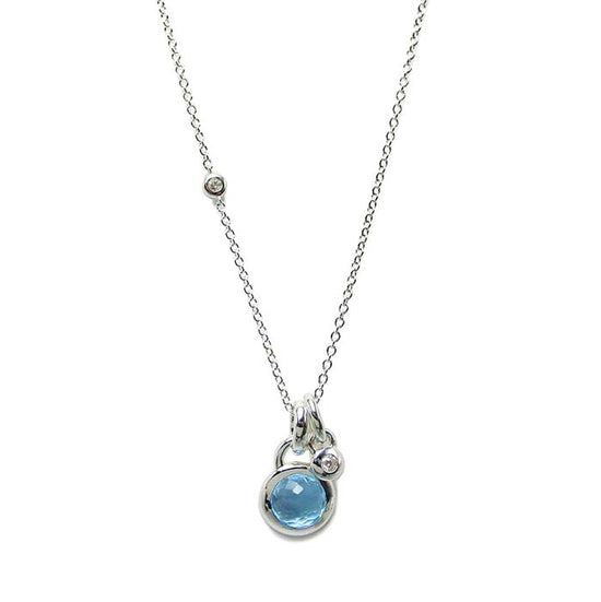 Ippolita 30"Blue Topaz and Diamond "Lollipop" Round Pendant in Sterling Silver