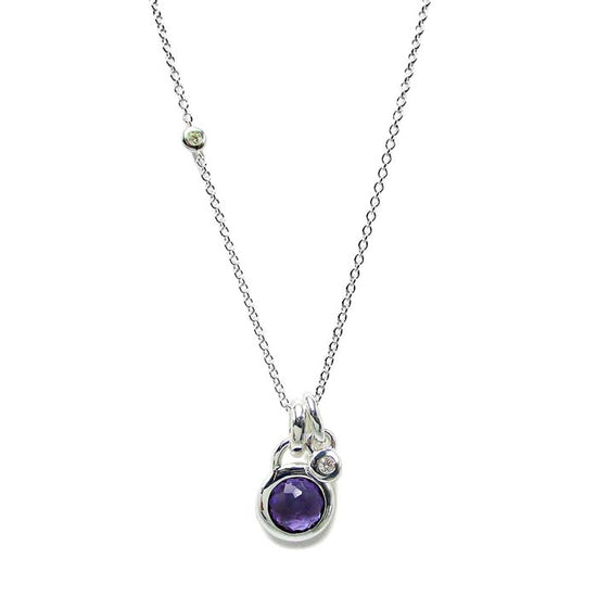 Ippolita 30" Amethyst and Diamond "Lollipop" Round Pendant in Sterling Silver