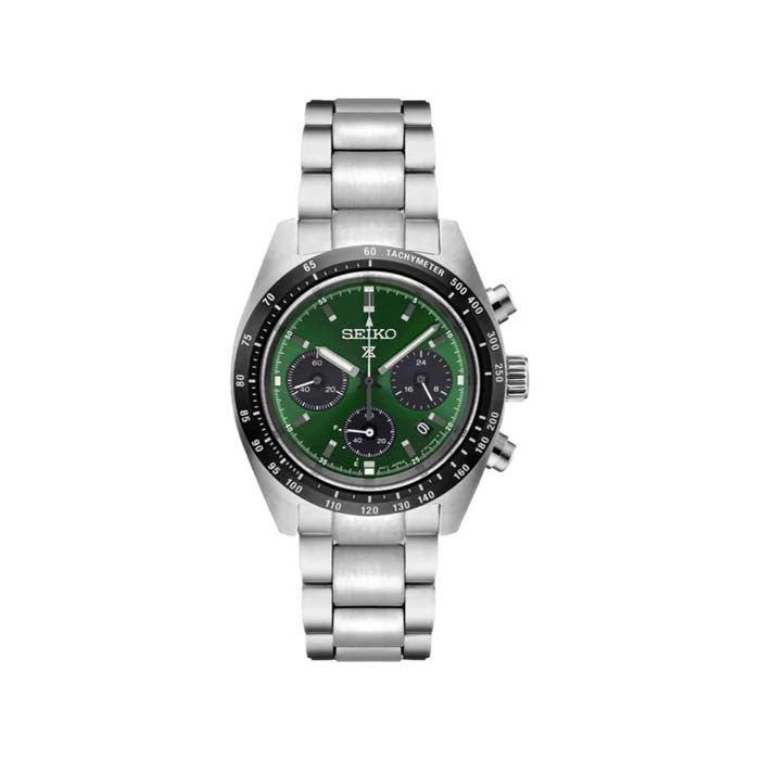 Seiko 39MM Solar Green Dial Prospex Speedtimer Series Watch in Stainless Steel