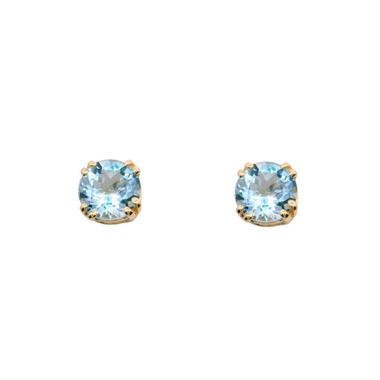 Mountz Collection Aquamarine Stud Earrings in 14K Yelloiw Gold