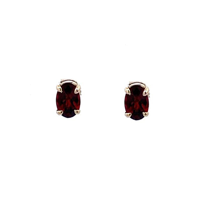 Mountz Collection Oval Garnet Stud Earrings in 14K Yellow Gold