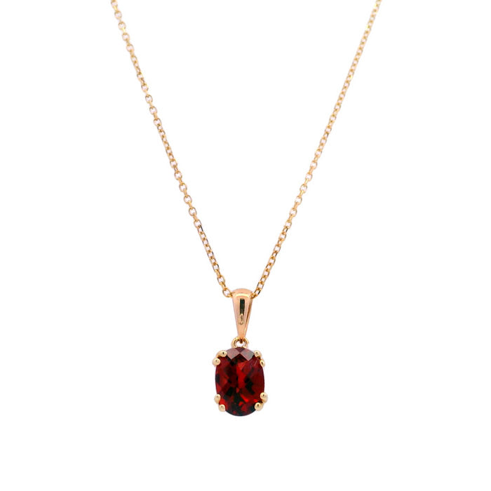 Mountz Collection Oval Garnet Pendant in 14K Yellow Gold