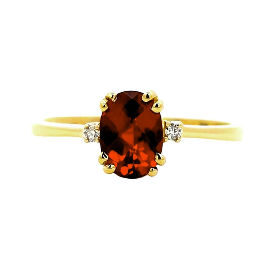 Mountz Collection Garnet and Diamond Ring in 14K Yellow Gold