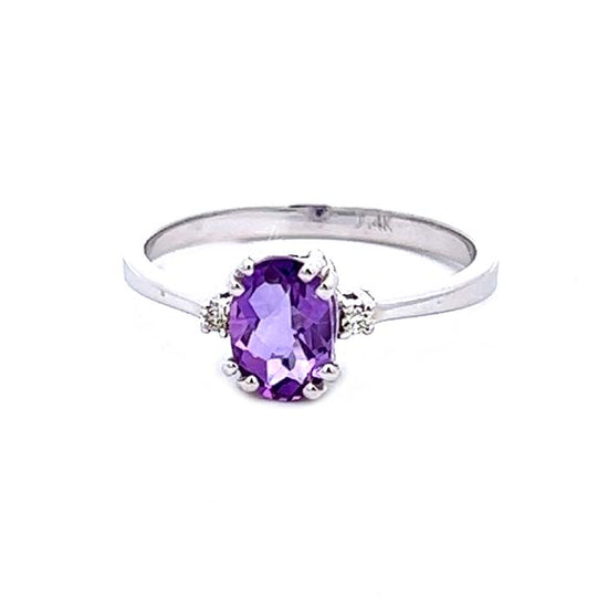 Mountz Collection Amethyst and Diamond Ring in 14K White Gold