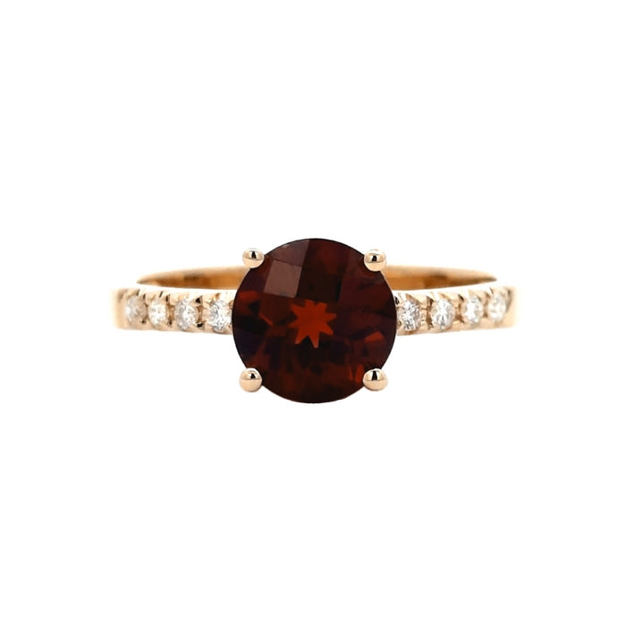 Mountz Collection Garnet and Diamond Ring in 14K Yellow Gold