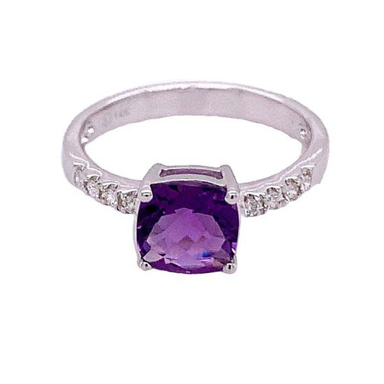 Mountz Collection Amethyst and Diamond Ring in 14K White Gold