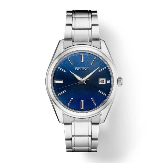 40MM Essentials Collection Blue Sunray Dial Watch in Stainless Steel