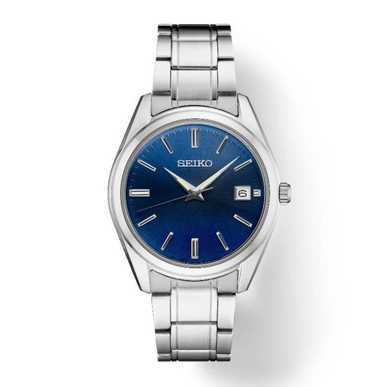 Seiko 40MM Essentials Collection Blue Sunray Dial Watch in Stainless Steel