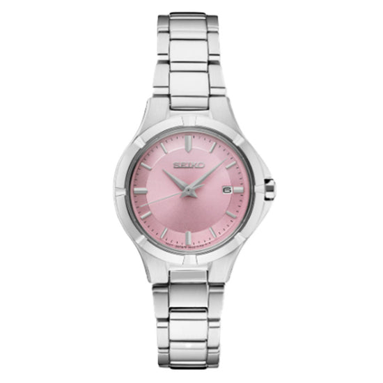 Seiko 27MM Pink Dial “Essentials” Watch in Stainless Steel