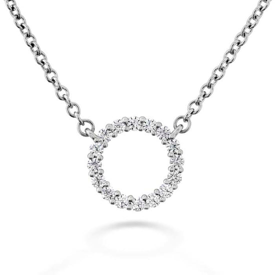 Hearts On Fire .10-.15CTW Small Signature Circle Pendant in 18K White Gold