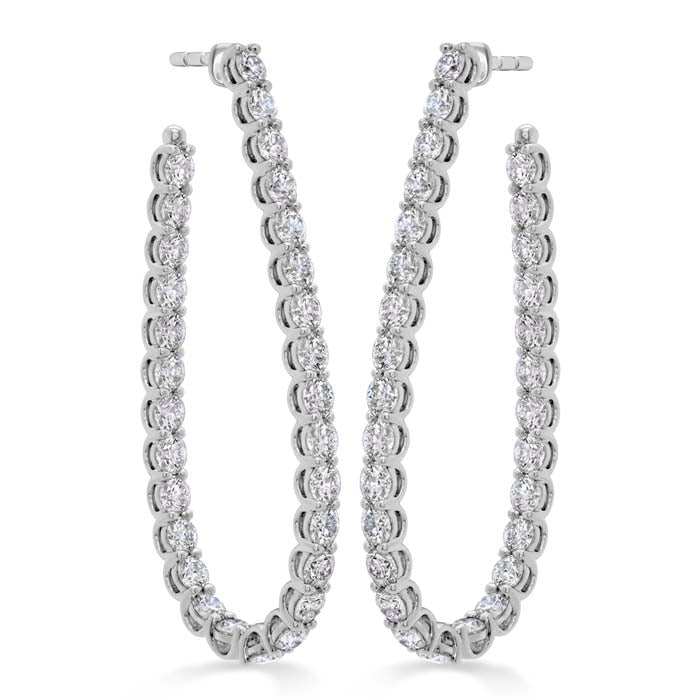 Hearts On Fire Large Signature Pear Diamond Hoops in 18K White Gold