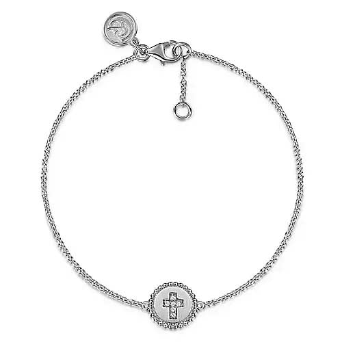 Gabriel & Co. Bujukan Diamond Cross Bracelet in Sterling Silver