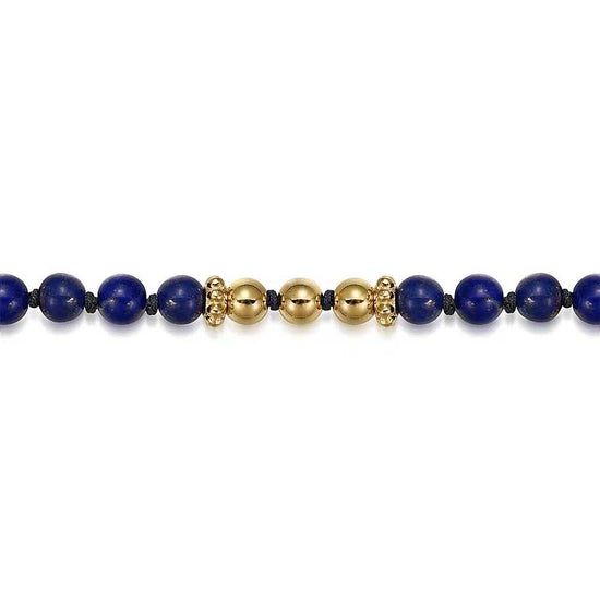 7" Lapis Bead Bracelet in 14K Yellow Gold