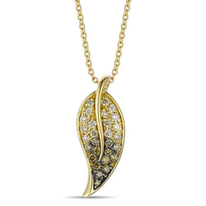 Le Vian Leaf Pendant featuring Ombré Chocolate Diamonds in 14K Honey Gold