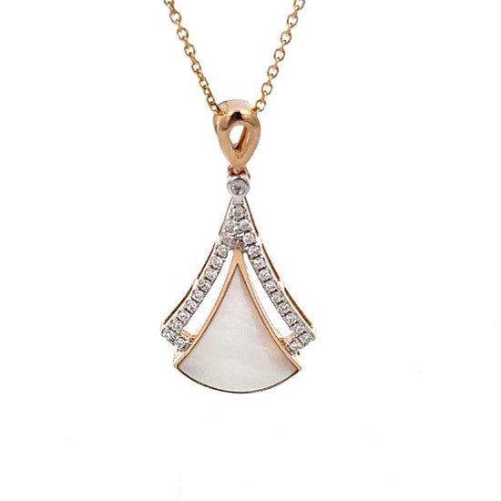 Mountz Collection Mother of Pearl and Diamond Pendant in 14K Yellow Gold