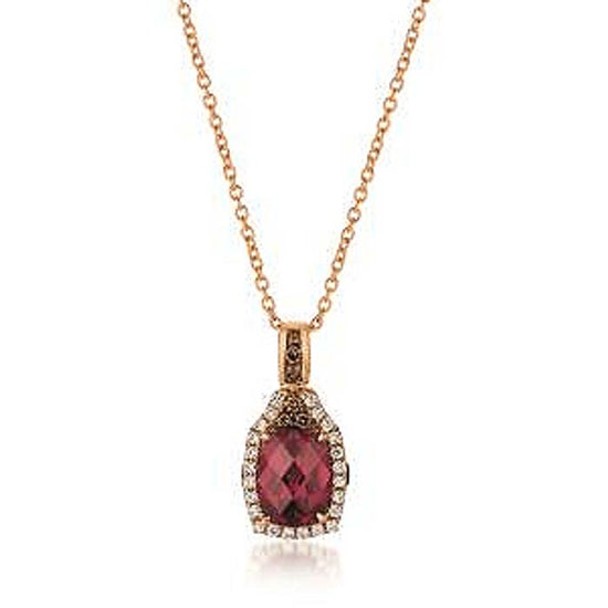 Le Vian Pendant featuring Raspberry Rhodolite Garnet with Chocolate and Vanilla Diamonds in 14K Strawberry Gold