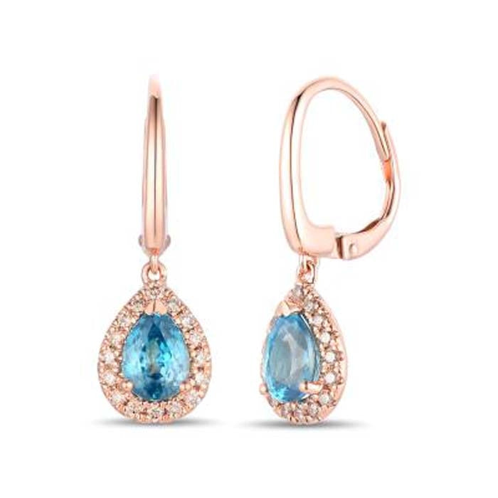 Le Vian Drop Earrings featuring Blueberry Zircon with Nude Diamonds in 14K Strawberry Gold