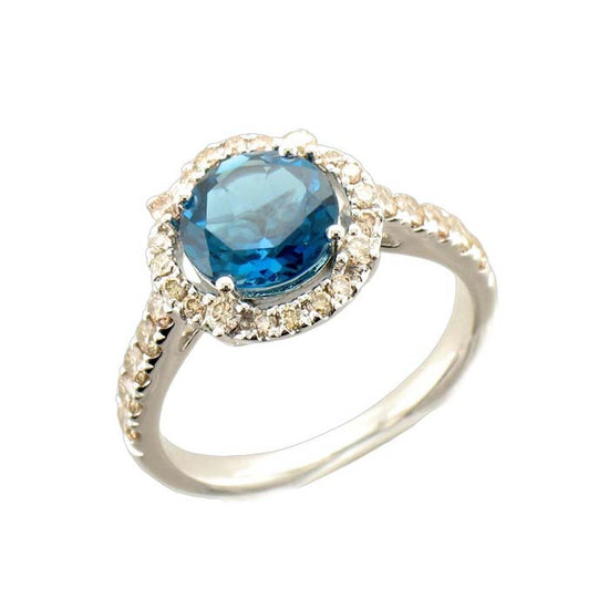 Le Vian Creme Brulee Ring featuring Deep Sea Blue Topaz and Nude Diamonds in 14K Vanilla Gold