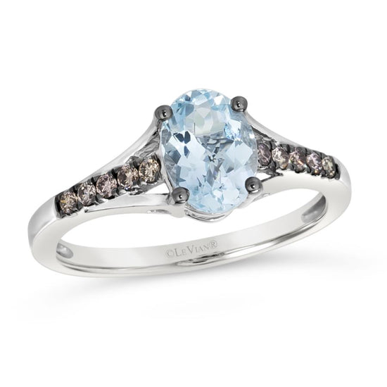 Le Vian Ring featuring Sea Blue Aquamarine and Chocolate Diamonds in 14K Vanilla Gold