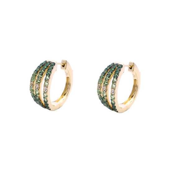 Le Vian Hoop Earrings featuring Tsavorite Garnet Ombré and White Sapphires in 14K Yellow Gold