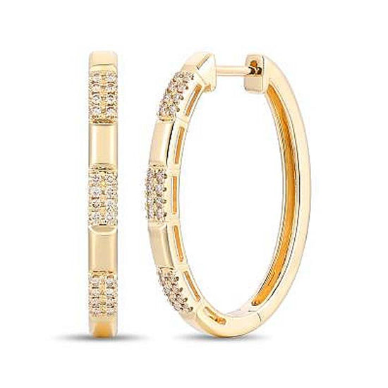 Le Vian Alternating Pattern Oval Hoop Earrings featuring Nude Diamonds in 14K Honey Gold