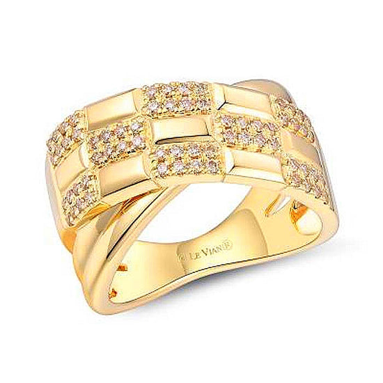 Le Vian Criss-Cross Ring featuring Nude Diamonds in Alternating Pattern in 14K Honey Gold