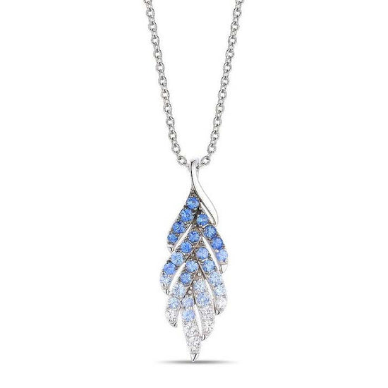 Le Vian Leaf Pendant featuring Denim Ombré Sapphires in 14K Vanilla Gold