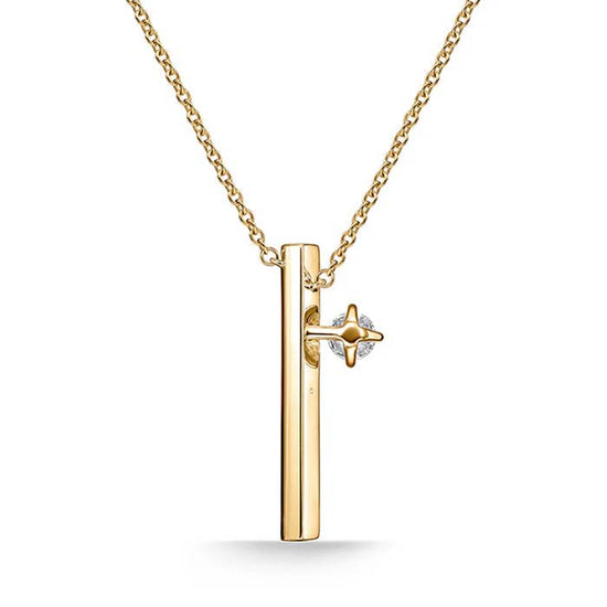 Hearts On Fire Barre Floating Single Diamond Pavé Necklace in 18K Yellow Gold