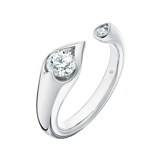 Hearts On Fire .LU Open Droplet Ring in 18K White Gold