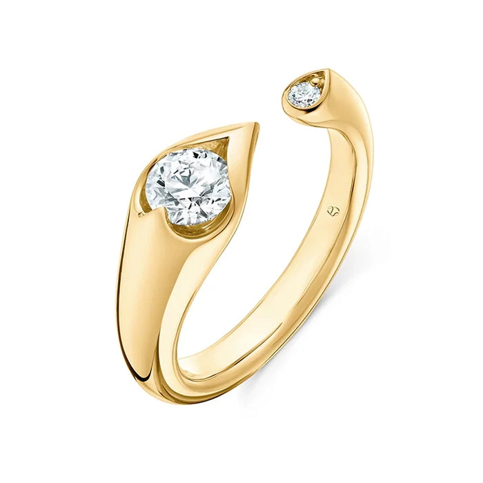 Hearts On Fire LU Open Droplet Ring in 18K Yellow Gold