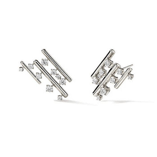 Hearts On Fire Barre Multi-Row Diamond Climber Earrings in 18K White Gold