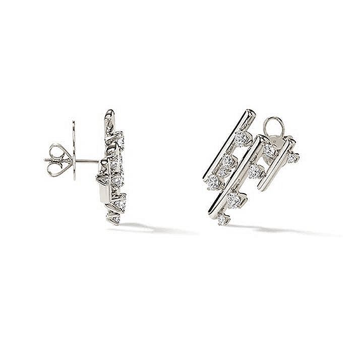 Hearts On Fire Barre Multi-Row Diamond Climber Earrings in 18K White Gold