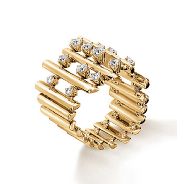 Hearts On Fire Barre Multi-Row Diamond Ring in 18K Yellow Gold