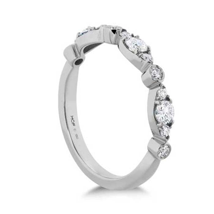 Hearts On Fire Bezel Regal Wedding Band in 18K White Gold